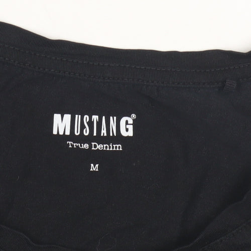 Mustang Unisex Black Crew Neck T-Shirt Medium