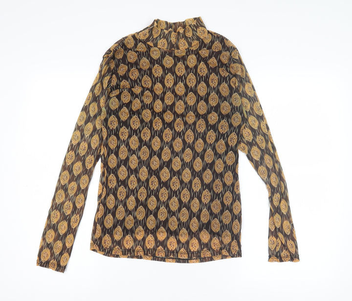 Chastar Women's Brown Geometric Blouse S