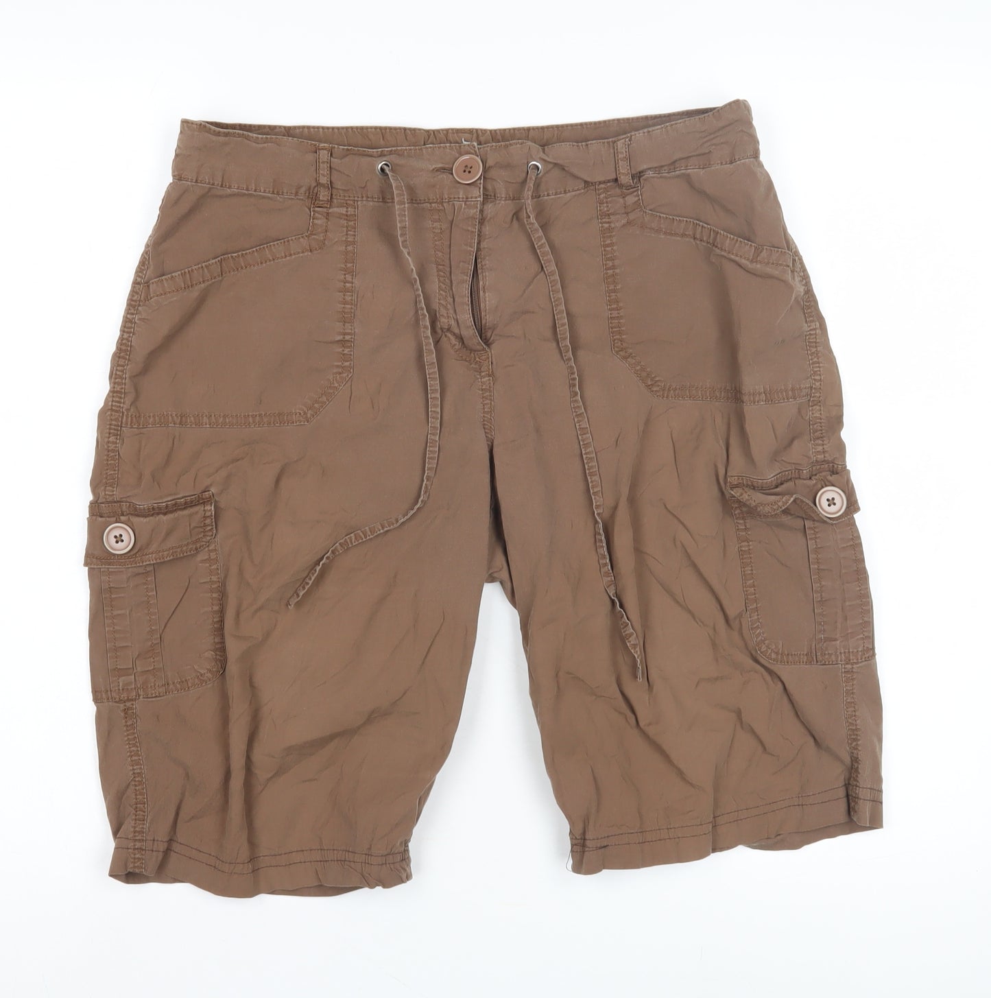 Cleo Women's Brown Cargo Shorts Size 12 - Casual Cotton