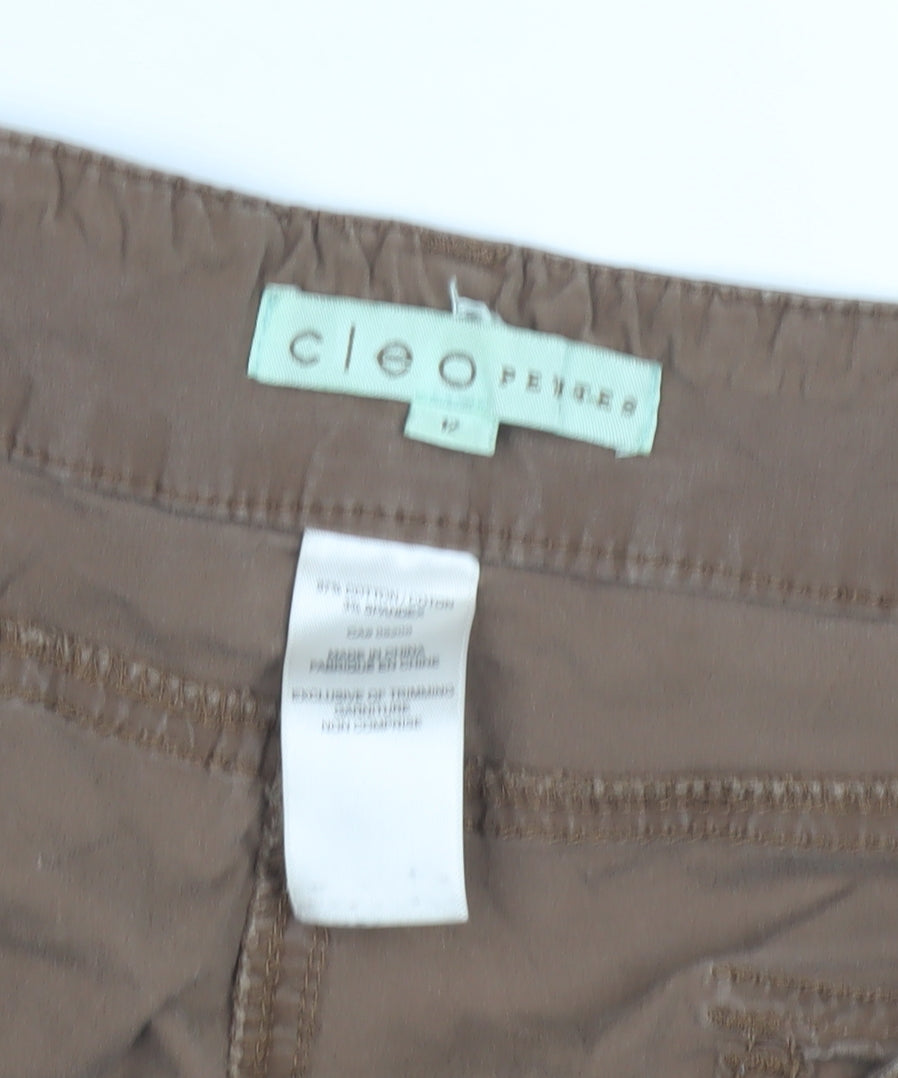 Cleo Women's Brown Cargo Shorts Size 12 - Casual Cotton