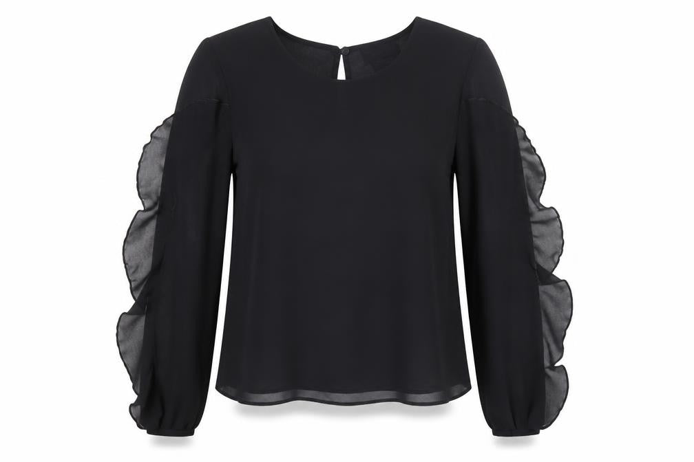Front view of River Island Women's Black Chiffon Blouse S