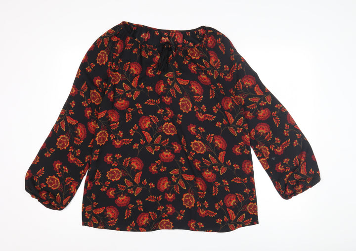 BHS Women's Black Floral Tunic Blouse Size 12