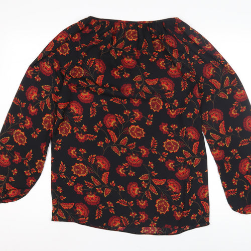 BHS Women's Black Floral Tunic Blouse Size 12