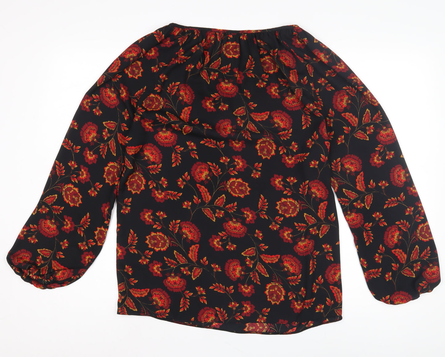 BHS Women's Black Floral Tunic Blouse Size 12