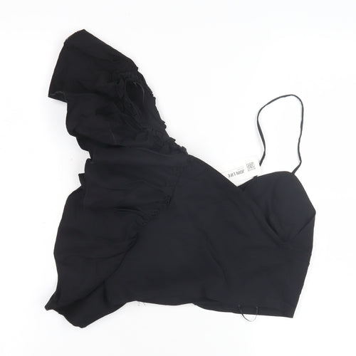Zara Women's Black Cropped One Shoulder Blouse