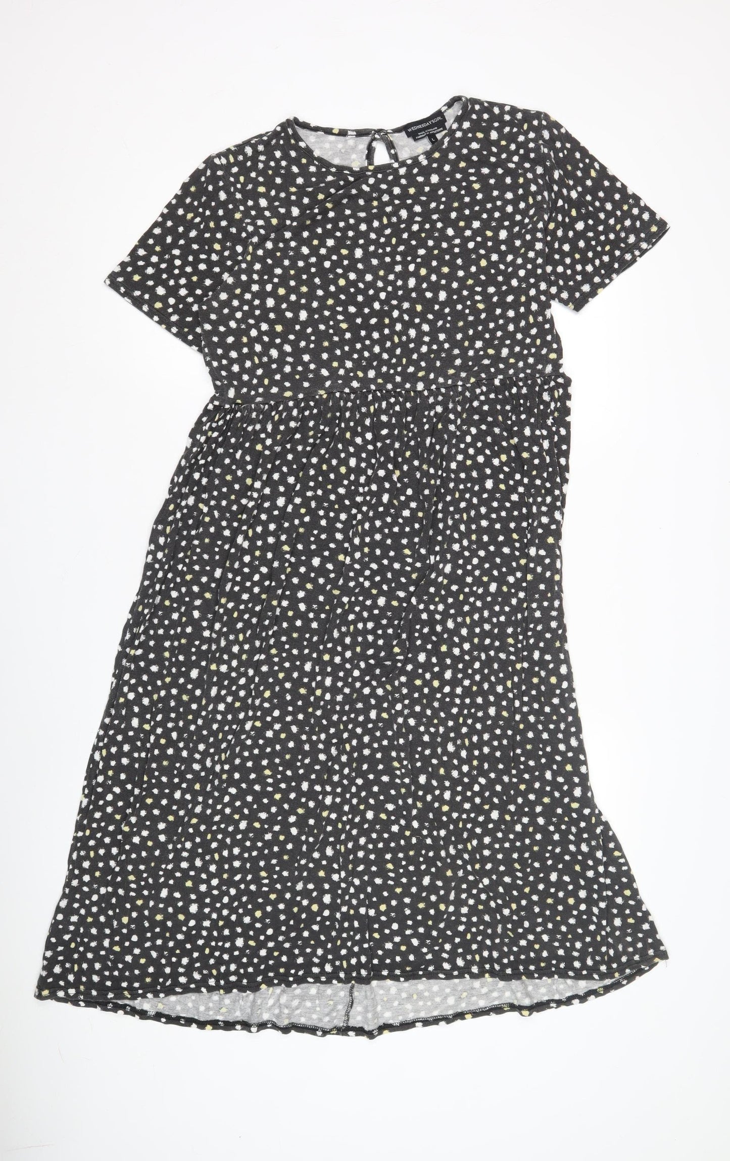 Wednesday's Girl Women's Black Dress - Size L, Short Sleeve