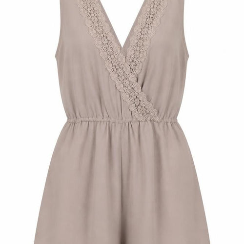 New Look Women's Beige Playsuit Lace Detail Size S