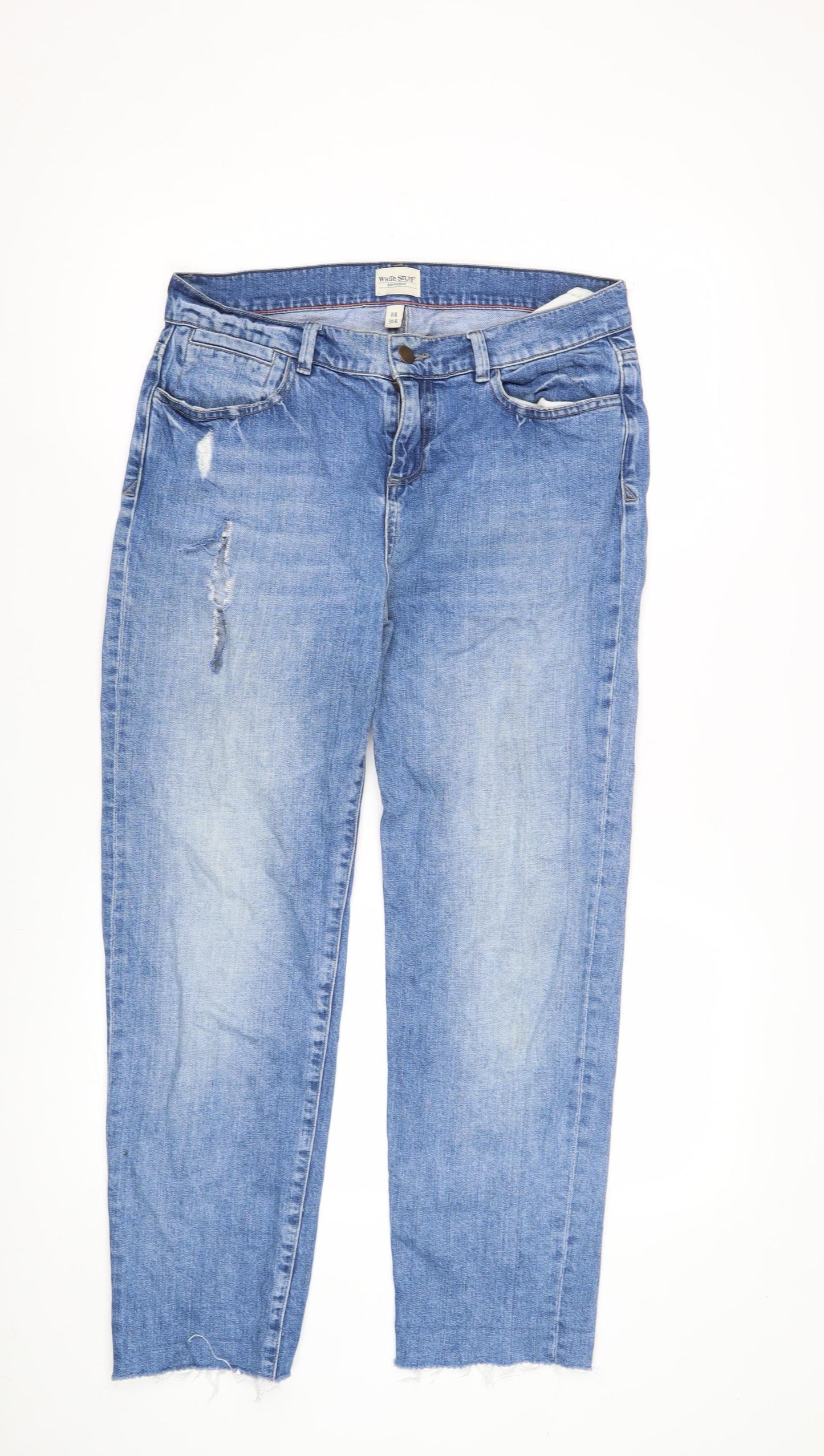White Stuff Blue Boyfriend Jeans, Size 8, Women’s, Distressed