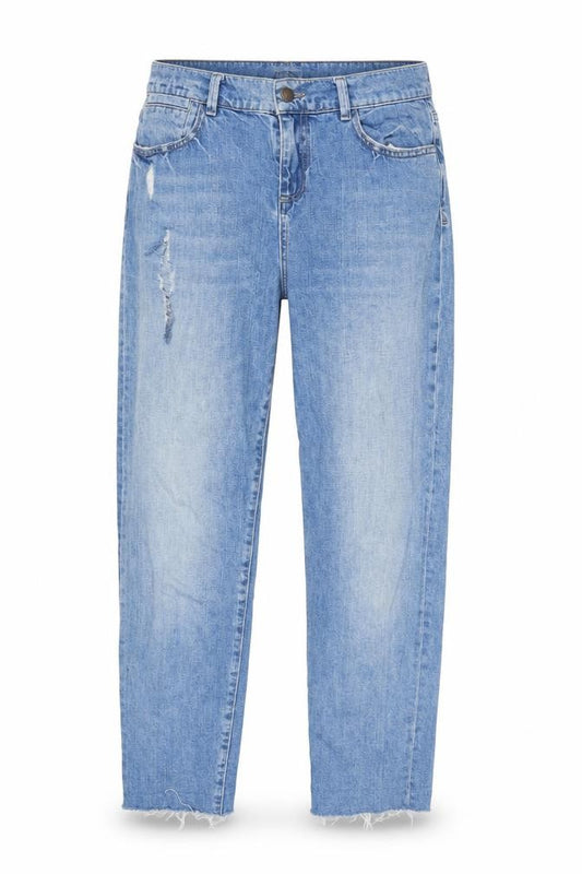 Front view of White Stuff Blue Boyfriend Jeans, size UK 8, Women’s, Distressed