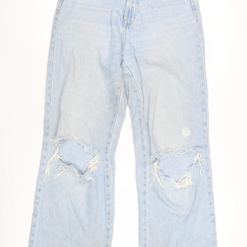 Stradivarius Women's Blue Distressed Straight Jeans Size 6