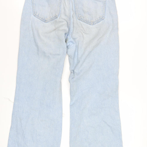 Stradivarius Women's Blue Distressed Straight Jeans Size 6
