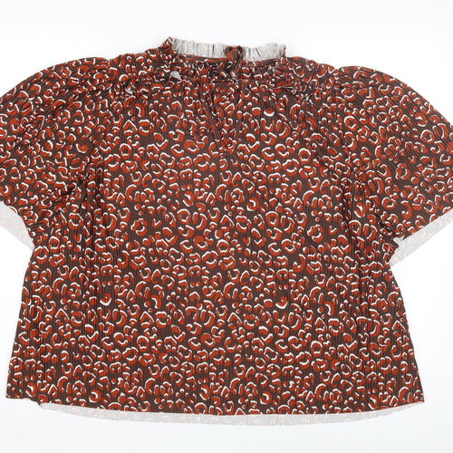 Next Women Brown Animal Print Tunic Blouse Size 14