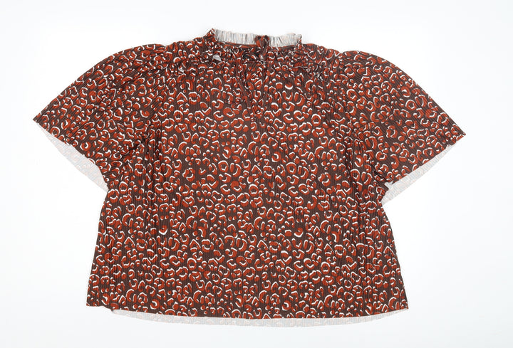 Next Women Brown Animal Print Tunic Blouse Size 14
