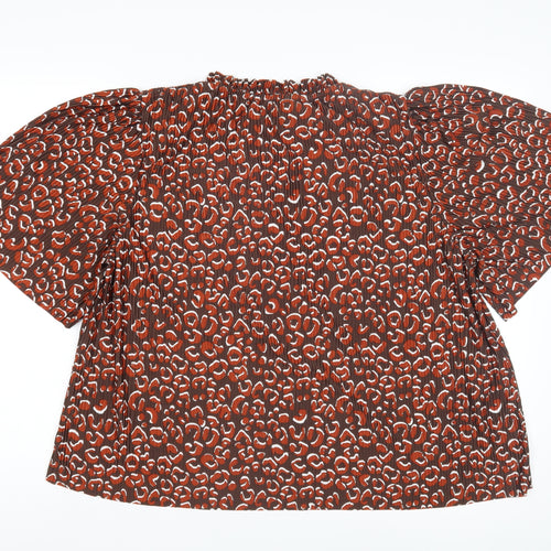 Next Women Brown Animal Print Tunic Blouse Size 14