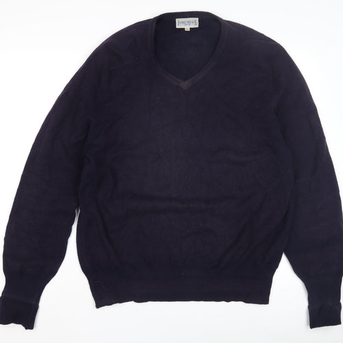 James Meade Men’s Black Wool Pullover Jumper - Size L