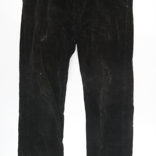Ed Walters Boys Black Corduroy Trousers - Size S, Relaxed Fit