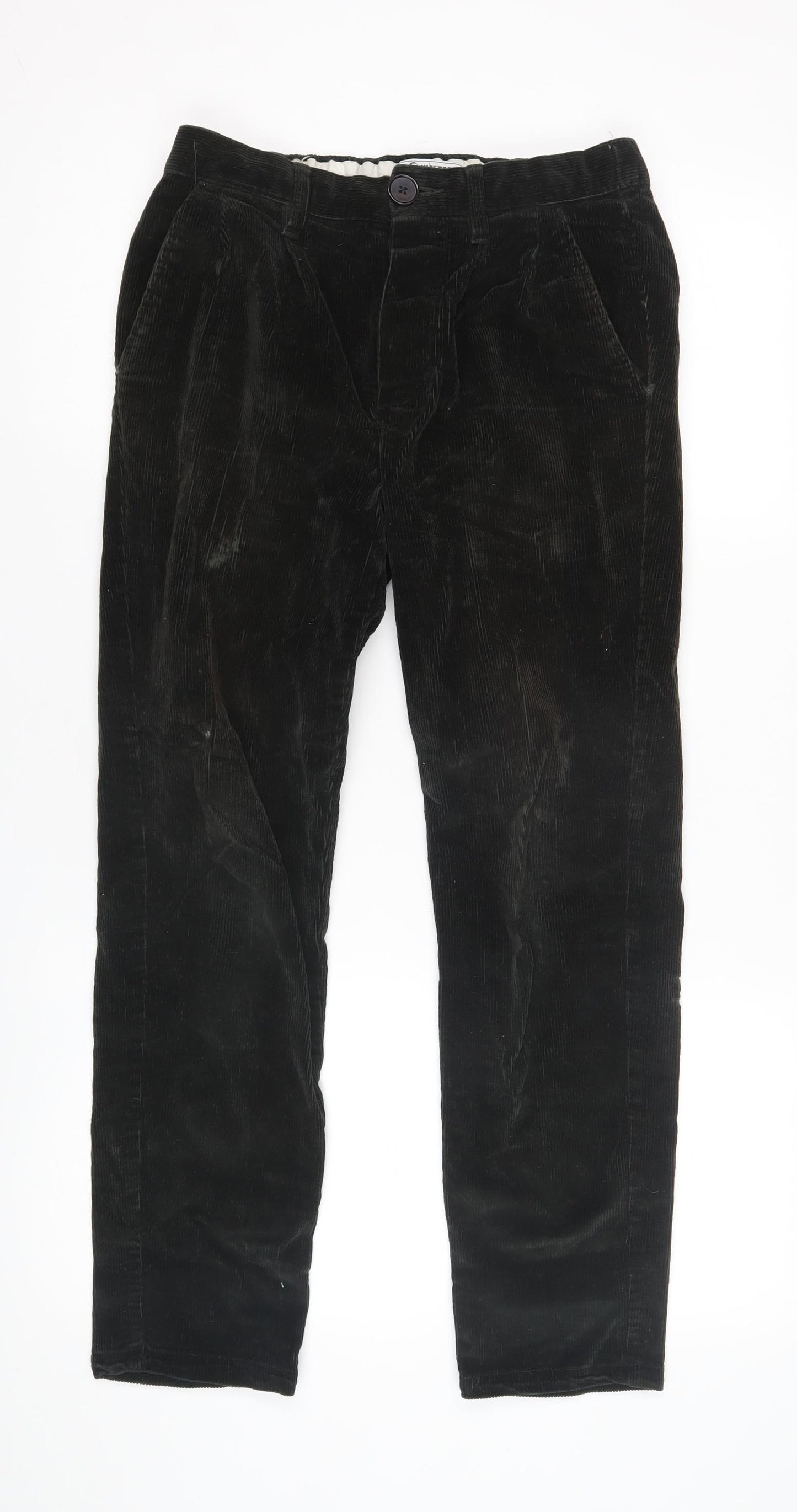 Ed Walters Boys Black Corduroy Trousers - Size S, Relaxed Fit