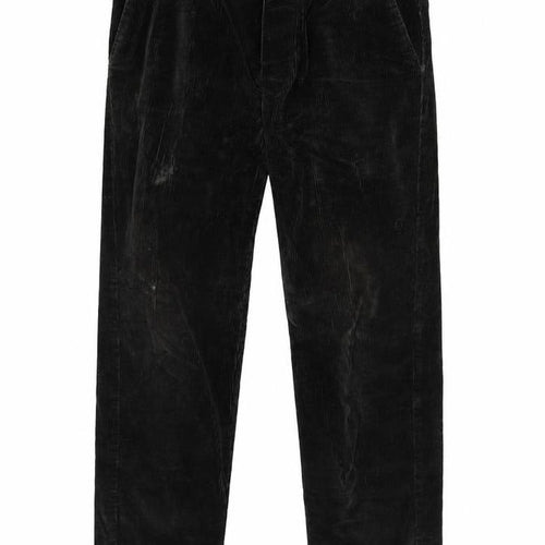 Ed Walters Boys Black Corduroy Trousers - Size S, Relaxed Fit
