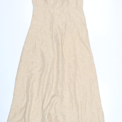 Oasis Women's Beige Polka Dot Dress, Size 10