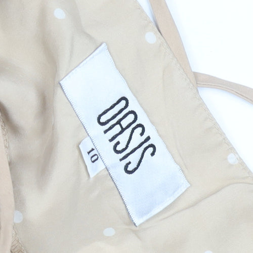 Oasis Women's Beige Polka Dot Dress, Size 10