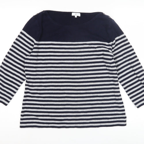 CC Women's Blue Striped Jersey Top, Size L