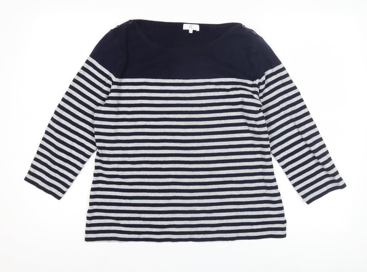 CC Women's Blue Striped Jersey Top, Size L