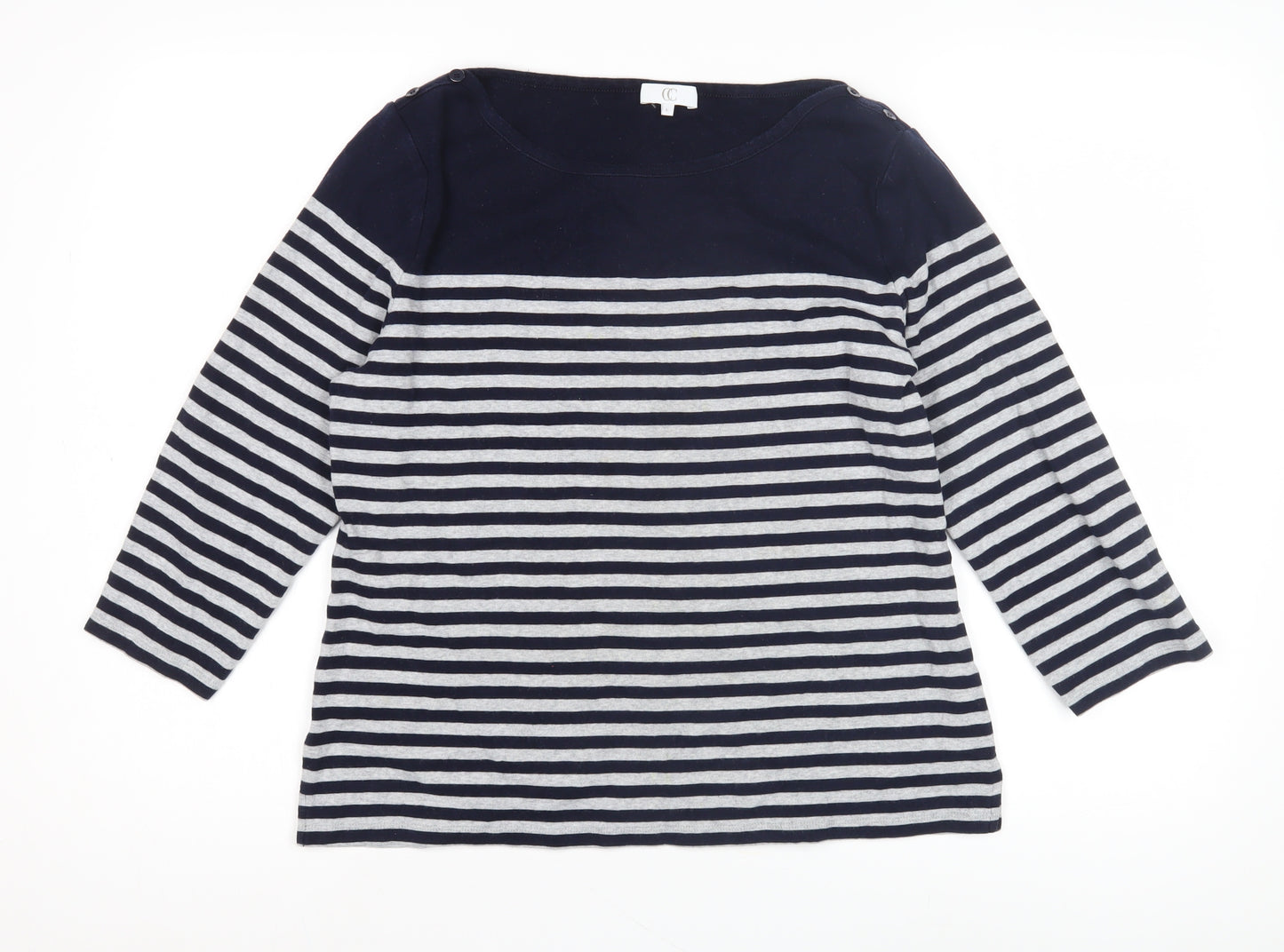 CC Women's Blue Striped Jersey Top, Size L
