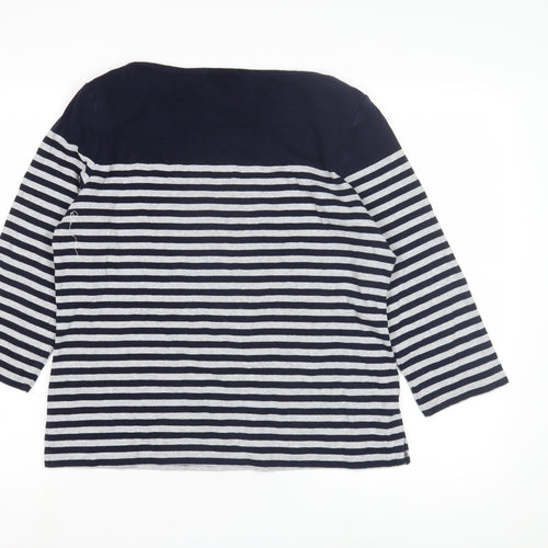 CC Women's Blue Striped Jersey Top, Size L