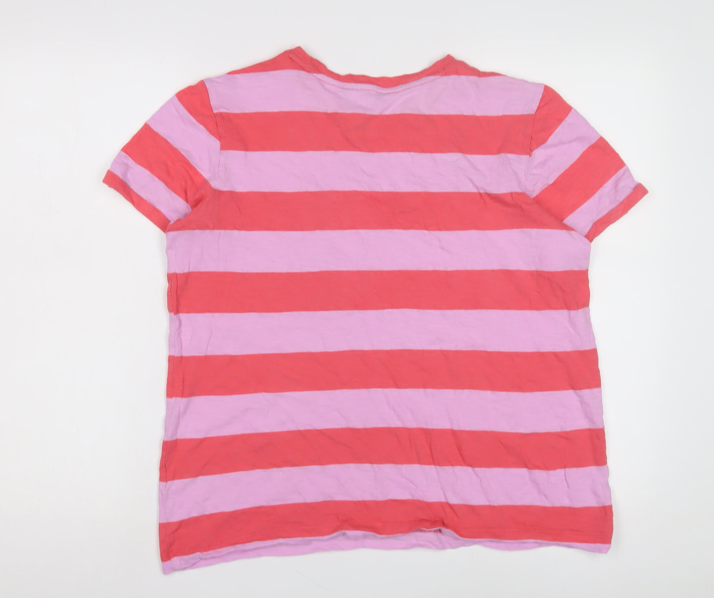 Marks and Spencer Women's Pink Striped T-Shirt, Size 12