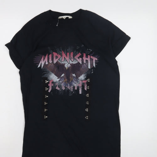 Miss Selfridge Women's Black Graphic T-Shirt, Size S