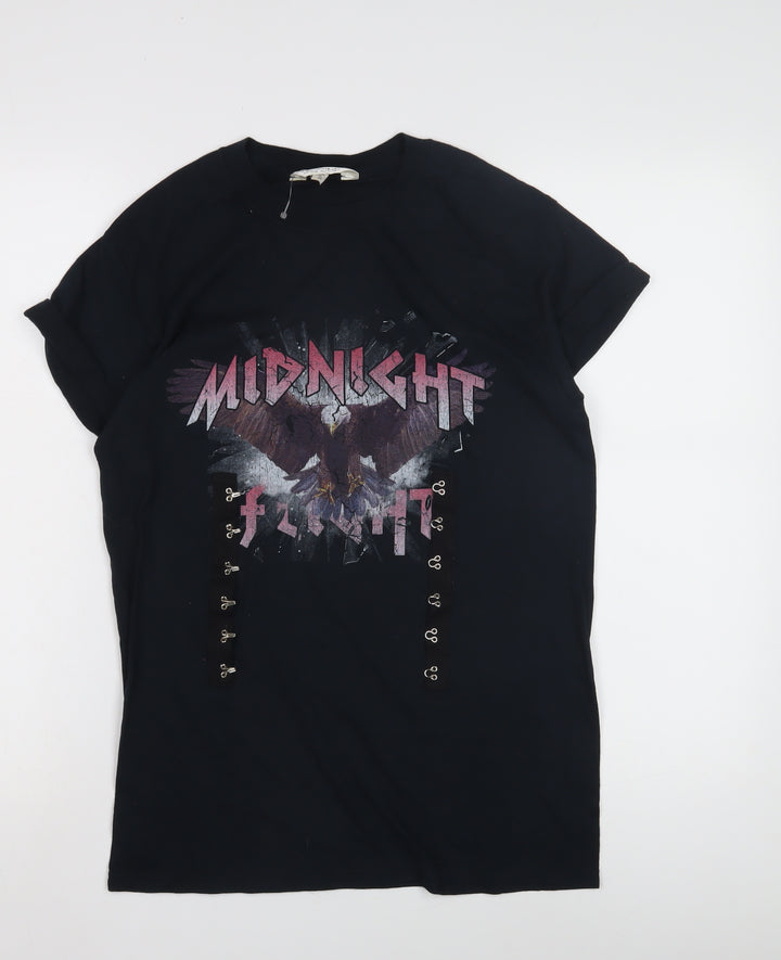 Miss Selfridge Women's Black Graphic T-Shirt, Size S