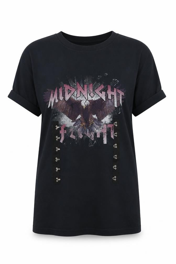 Miss Selfridge Women's Black Graphic T-Shirt, Size S