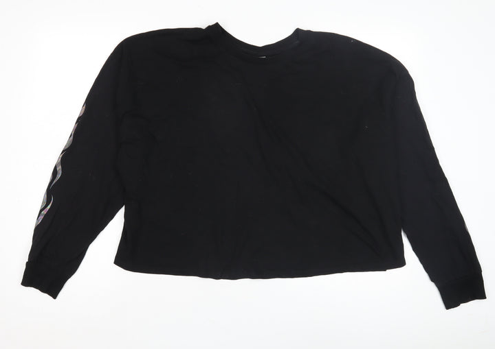 ASOS Women's Black Cropped Long Sleeve T-Shirt