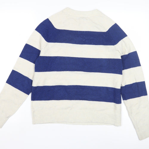 Marks and Spencer Women's Blue Stripe Pullover Jumper Size S