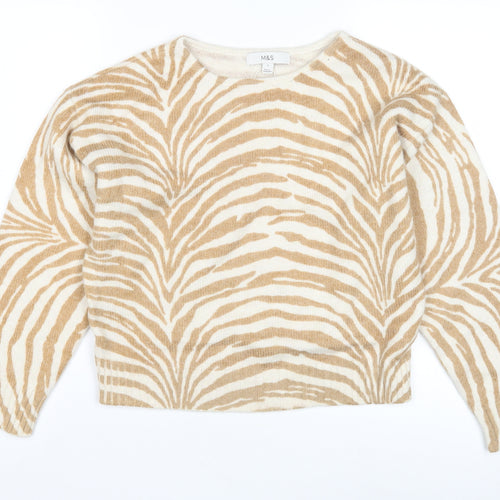 Marks and Spencer Women's Beige Animal Print Pullover Jumper Size 8
