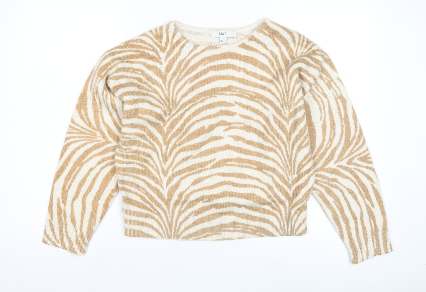 Marks and Spencer Women's Beige Animal Print Pullover Jumper Size 8