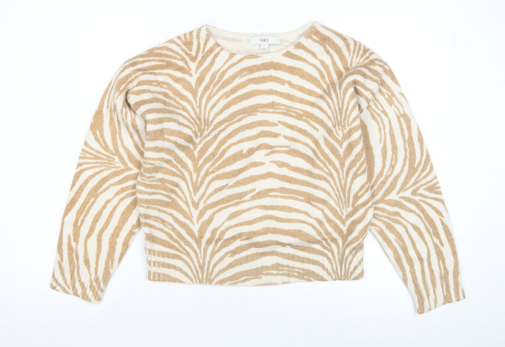 Marks and Spencer Women's Beige Animal Print Pullover Jumper Size 8