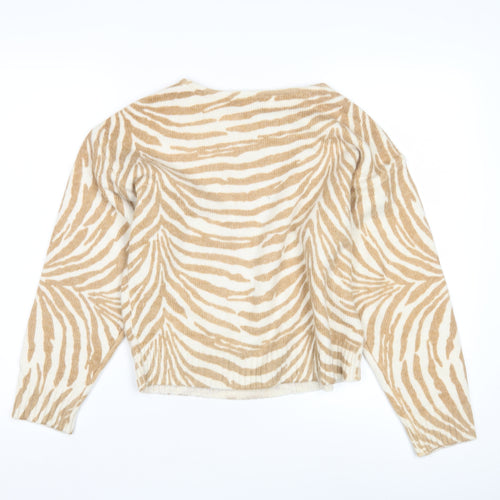 Marks and Spencer Women's Beige Animal Print Pullover Jumper Size 8