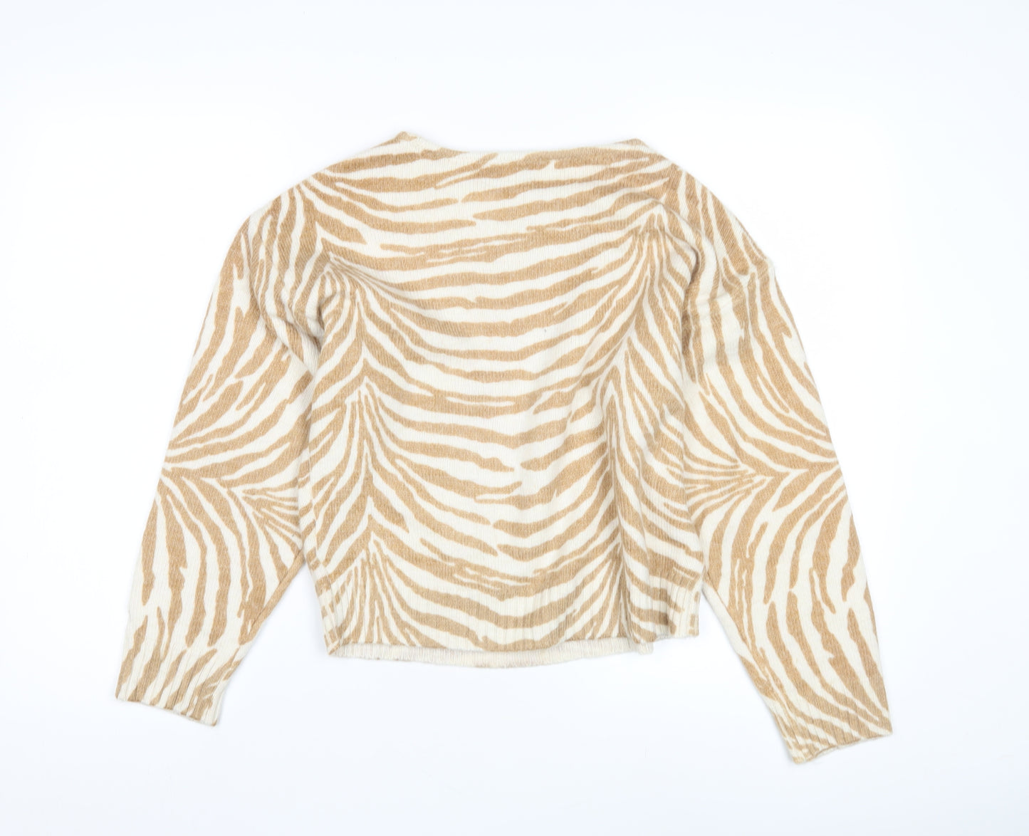 Marks and Spencer Women's Beige Animal Print Pullover Jumper Size 8