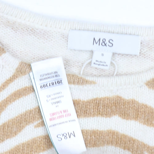 Marks and Spencer Women's Beige Animal Print Pullover Jumper Size 8