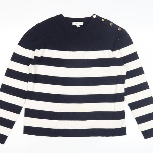 Marks and Spencer Women's Blue Striped Pullover Jumper M