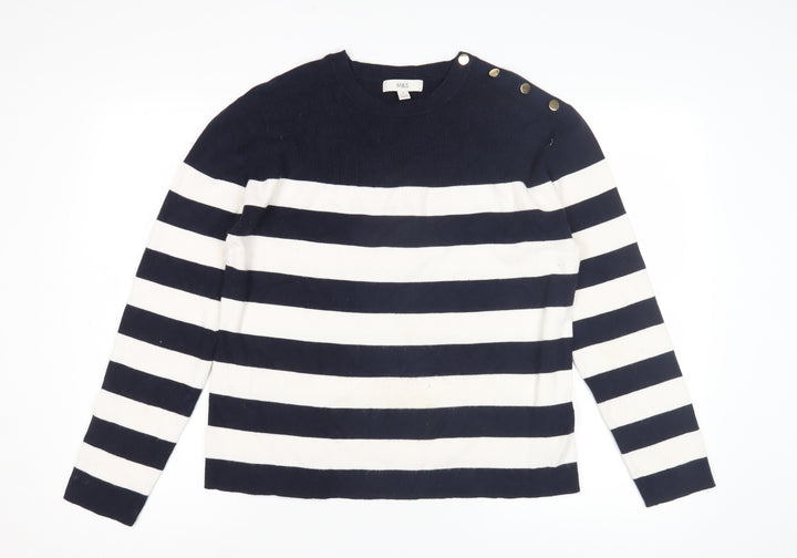 Marks and Spencer Women's Blue Striped Pullover Jumper M