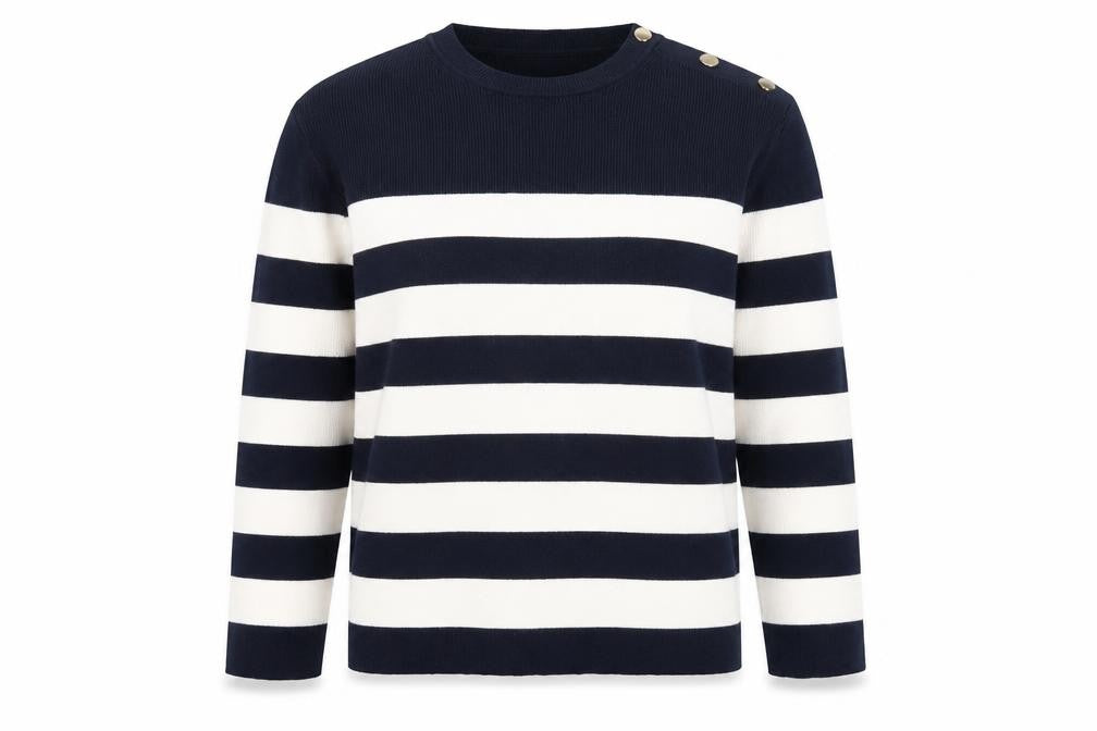 Front view of Marks & Spencer Women's Blue Striped jumper M