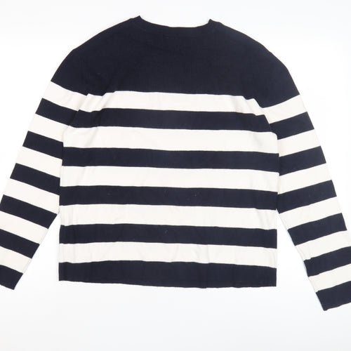 Marks and Spencer Women's Blue Striped Pullover Jumper M
