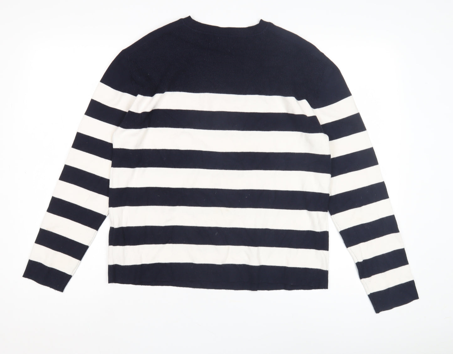 Marks and Spencer Women's Blue Striped Pullover Jumper M