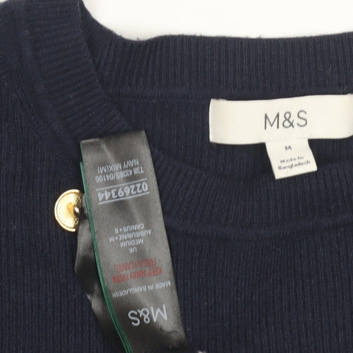 Marks and Spencer Women's Blue Striped Pullover Jumper M