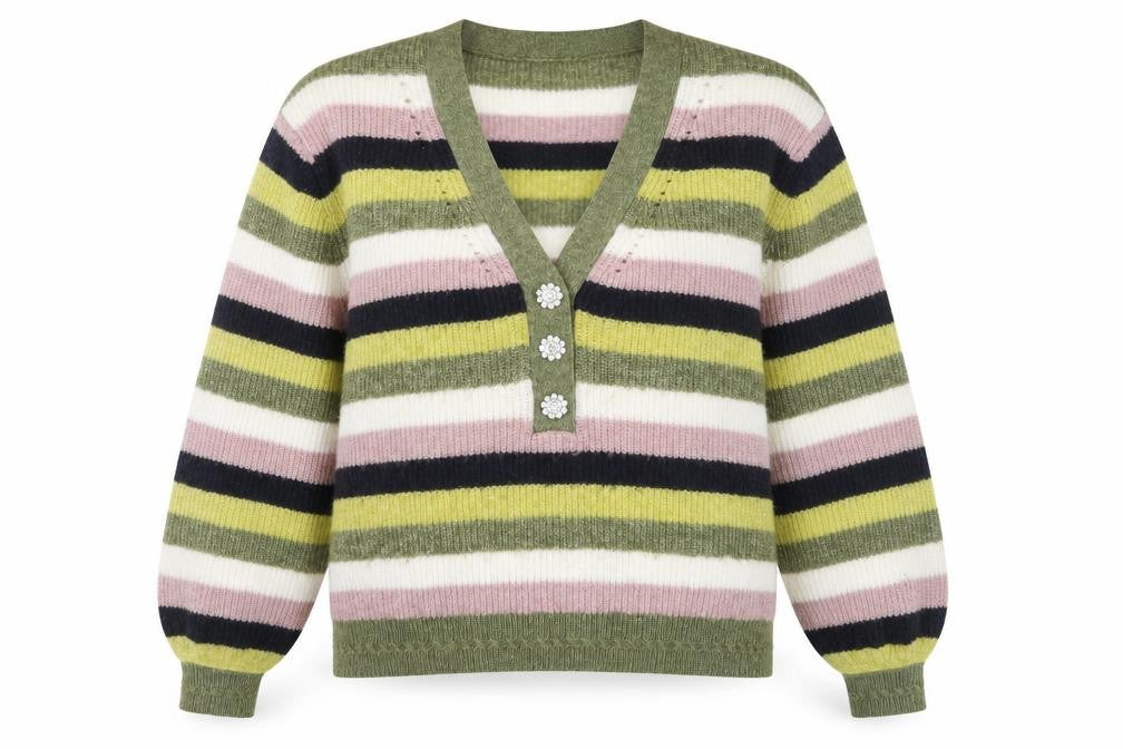 Front view of Next Women's Multicoloured Striped Cardigan S