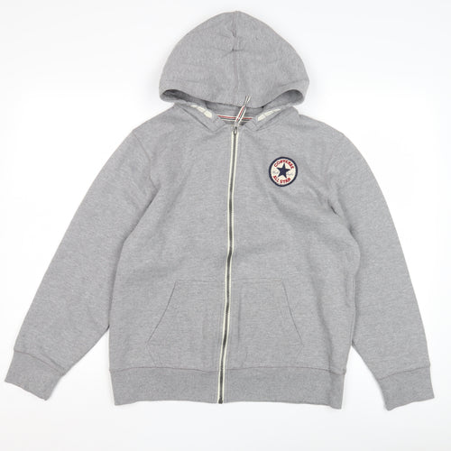 Converse Boys Grey XL Full Zip Hoodie with Logo