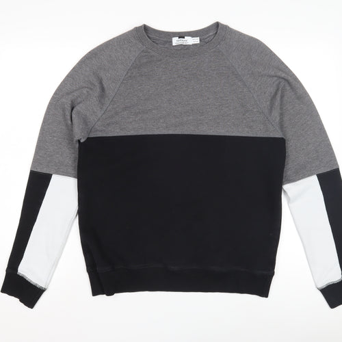 Topman Men's Grey & Black Pullover Sweatshirt - Size S