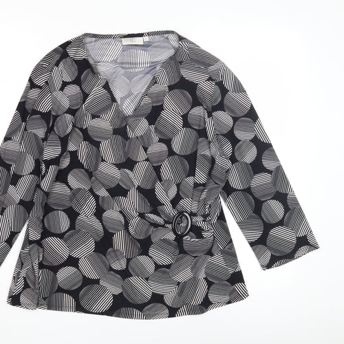 CC Women's Black XL Wrap Geometric Blouse